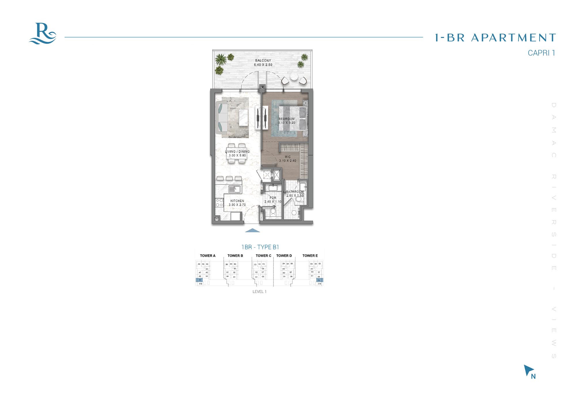 Damac Riverside Views Capri Apartments floor plan 1