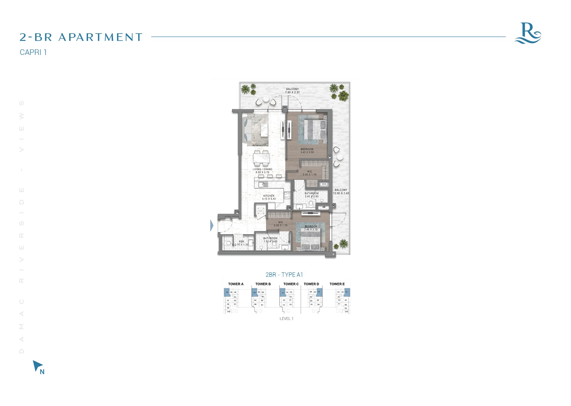 Damac Riverside Views Capri Apartments floor plan 2