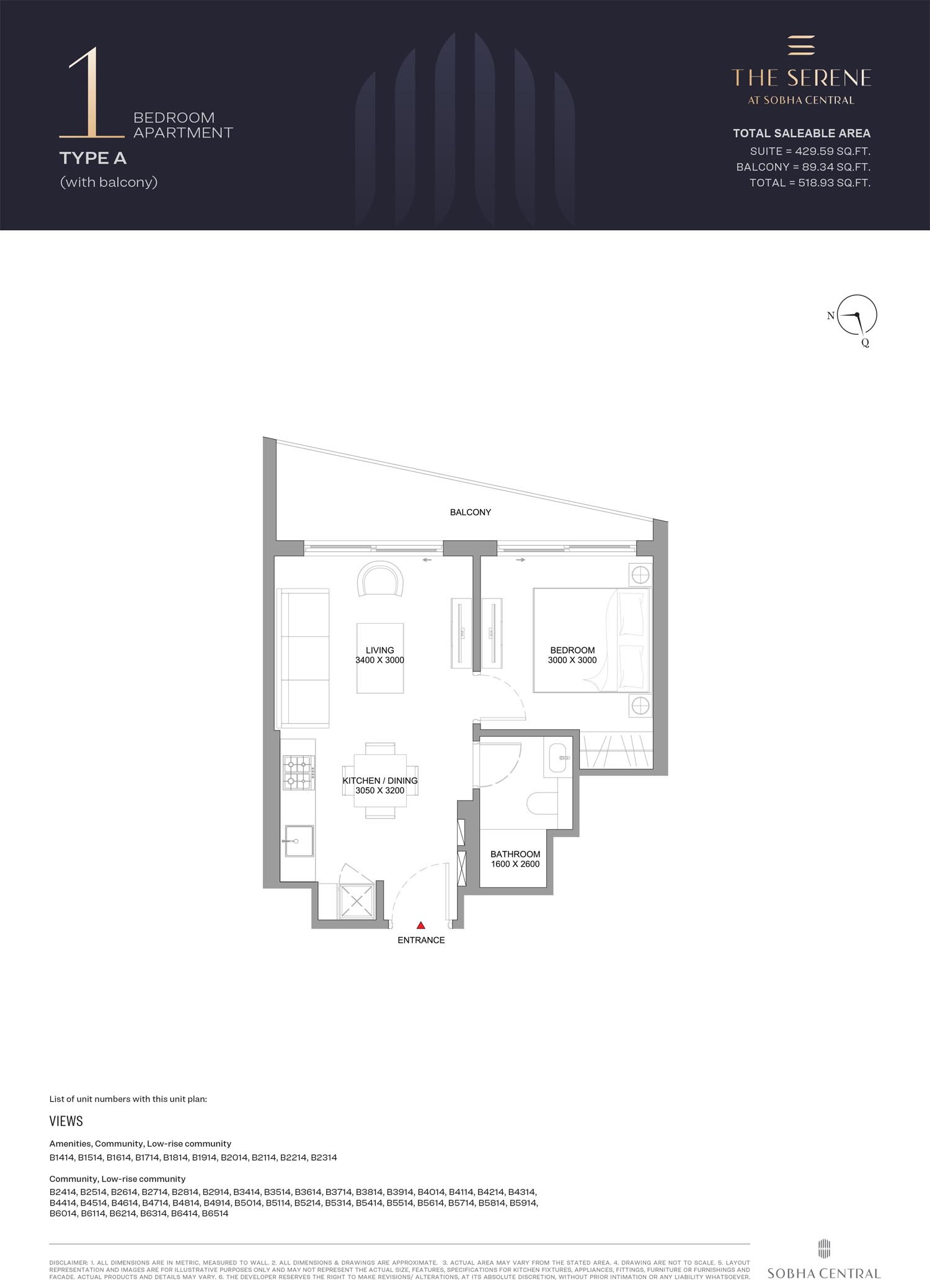 The Serene at Sobha Central floor plan 1