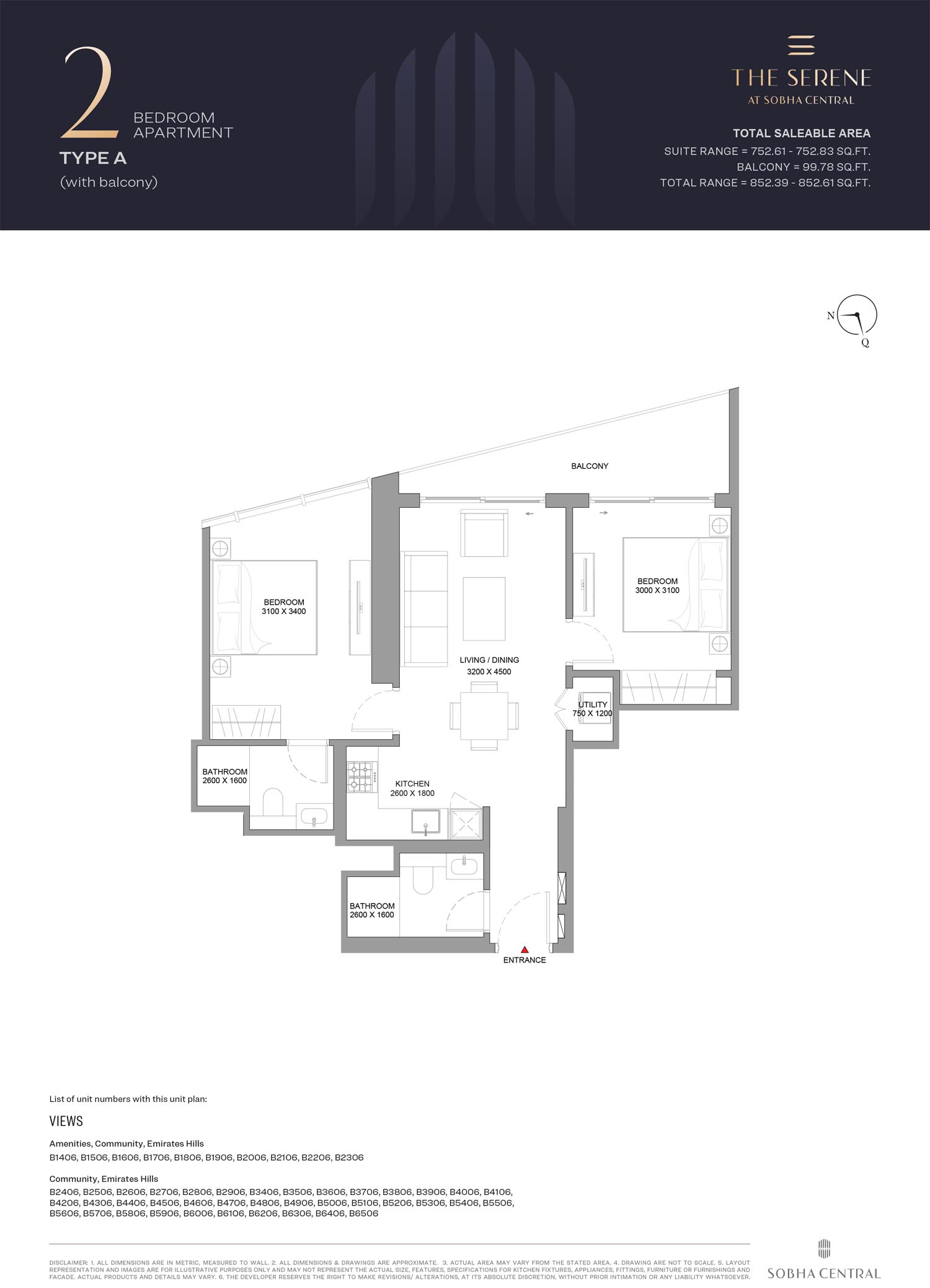 The Serene at Sobha Central floor plan 2