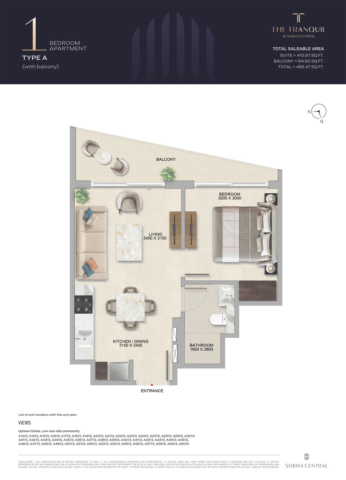 The Tranquil at Sobha Central floor plan 1