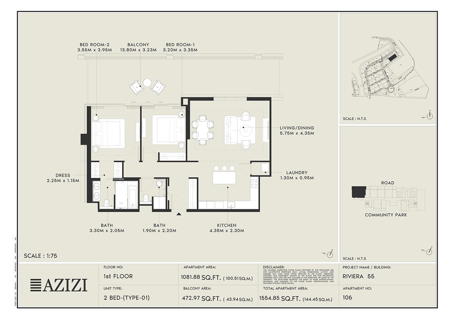 Azizi Riviera 55 floor plan 4