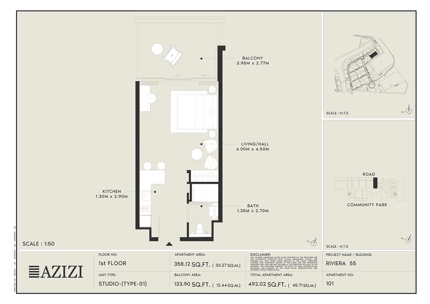 Azizi Riviera 55 floor plan 1