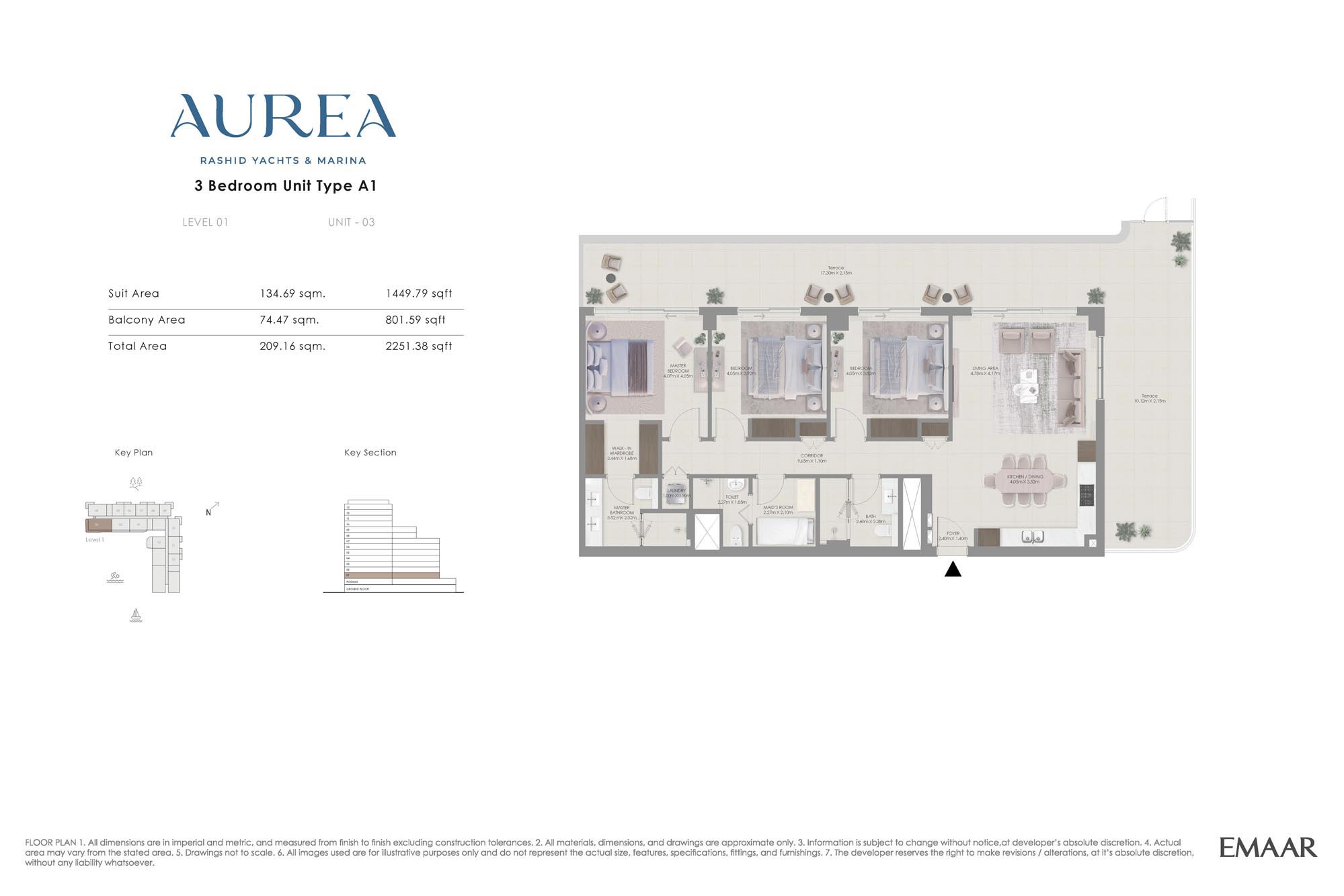 Aurea at Rashid Yachts and Marina floor plan 3