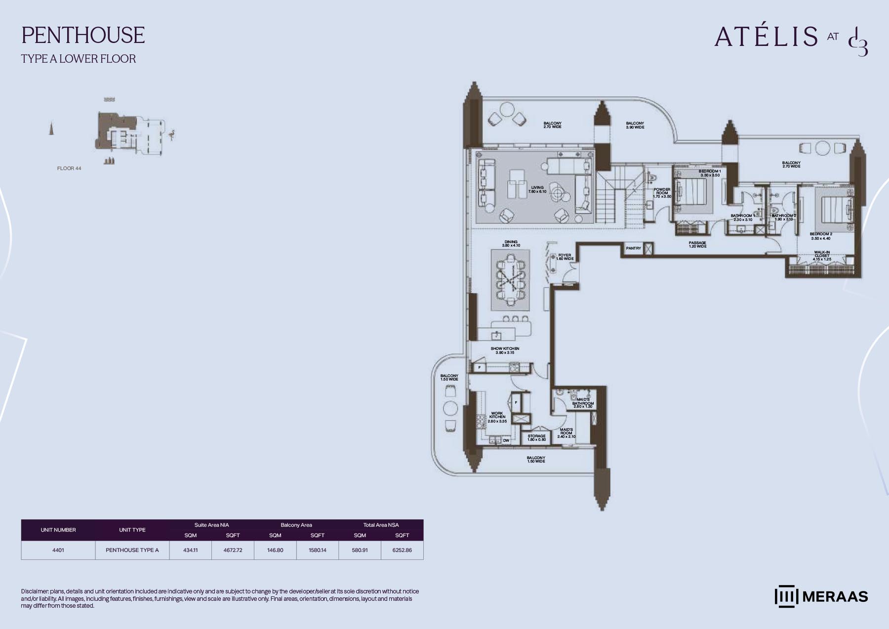 Atelis at Dubai Design District floor plan 3