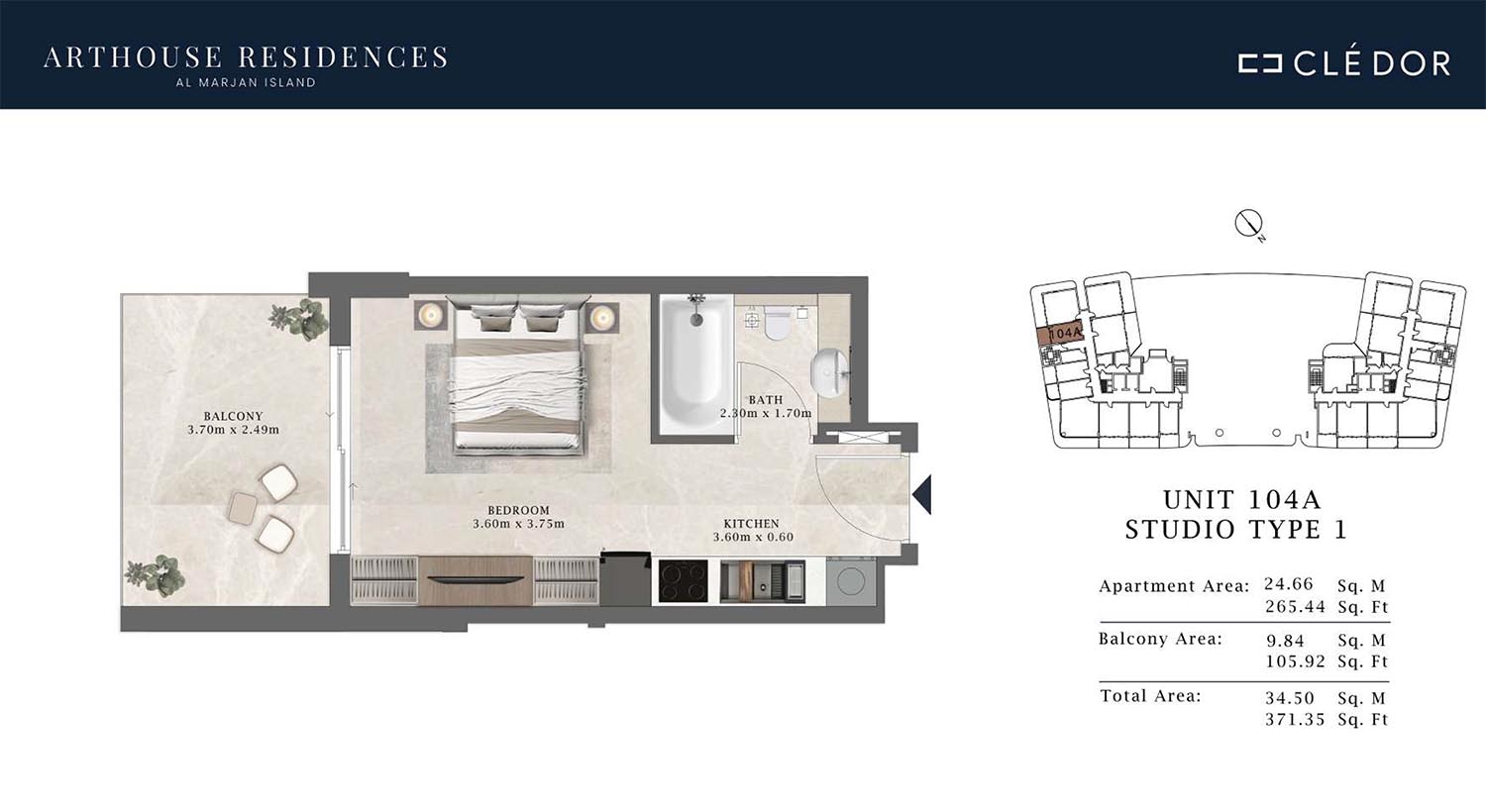 Arthouse Residences at Al Marjan floor plan 1