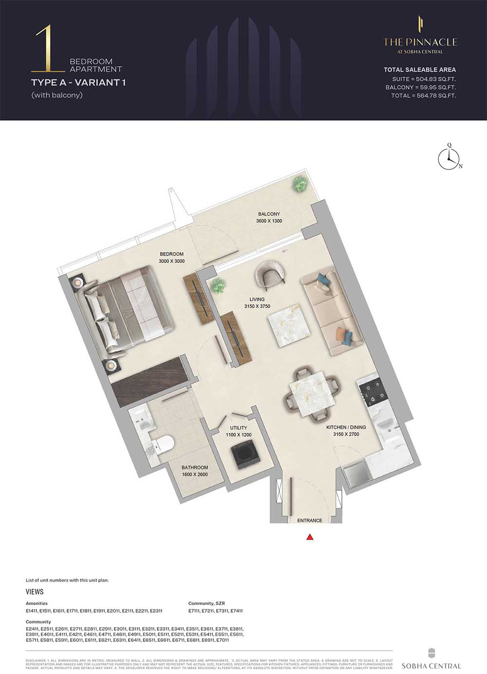The Pinnacle at Sobha Central floor plan 1