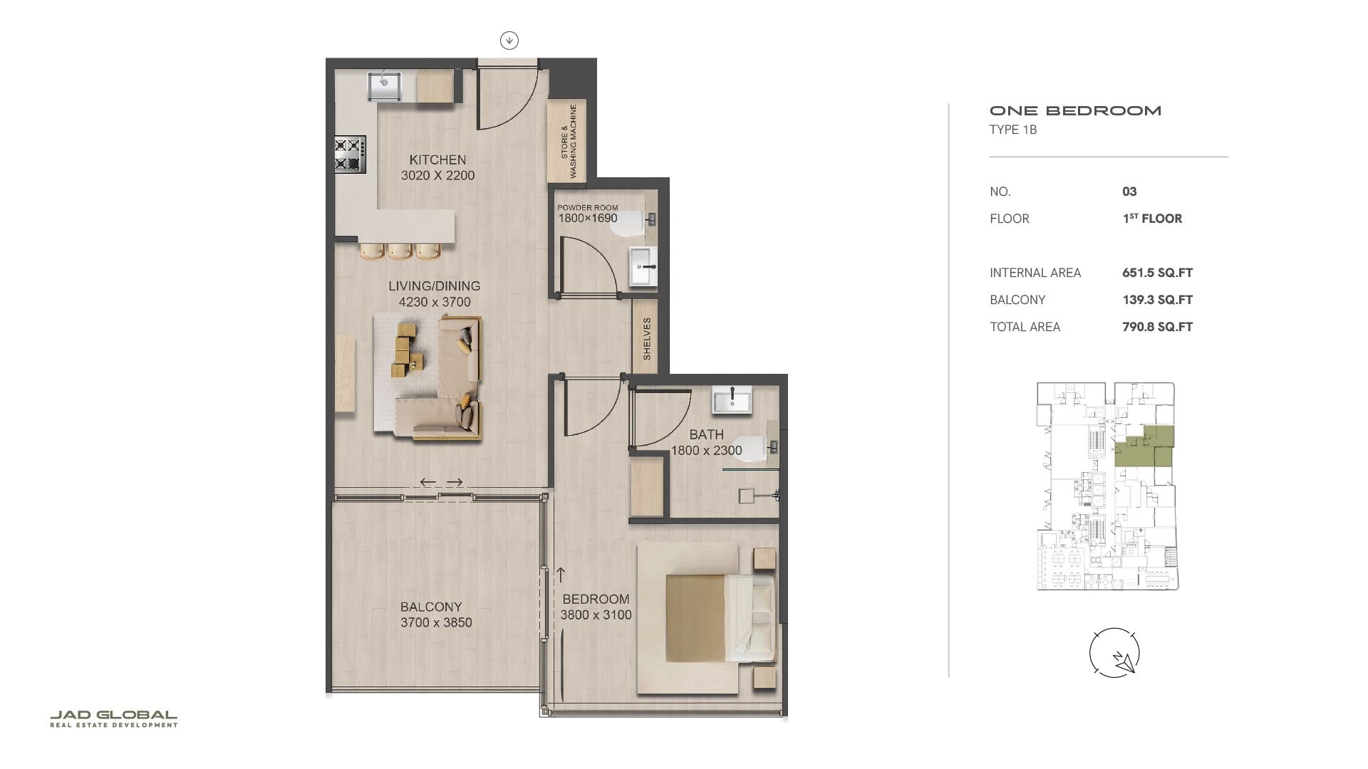 J188 at Al Jadaf floor plan 1