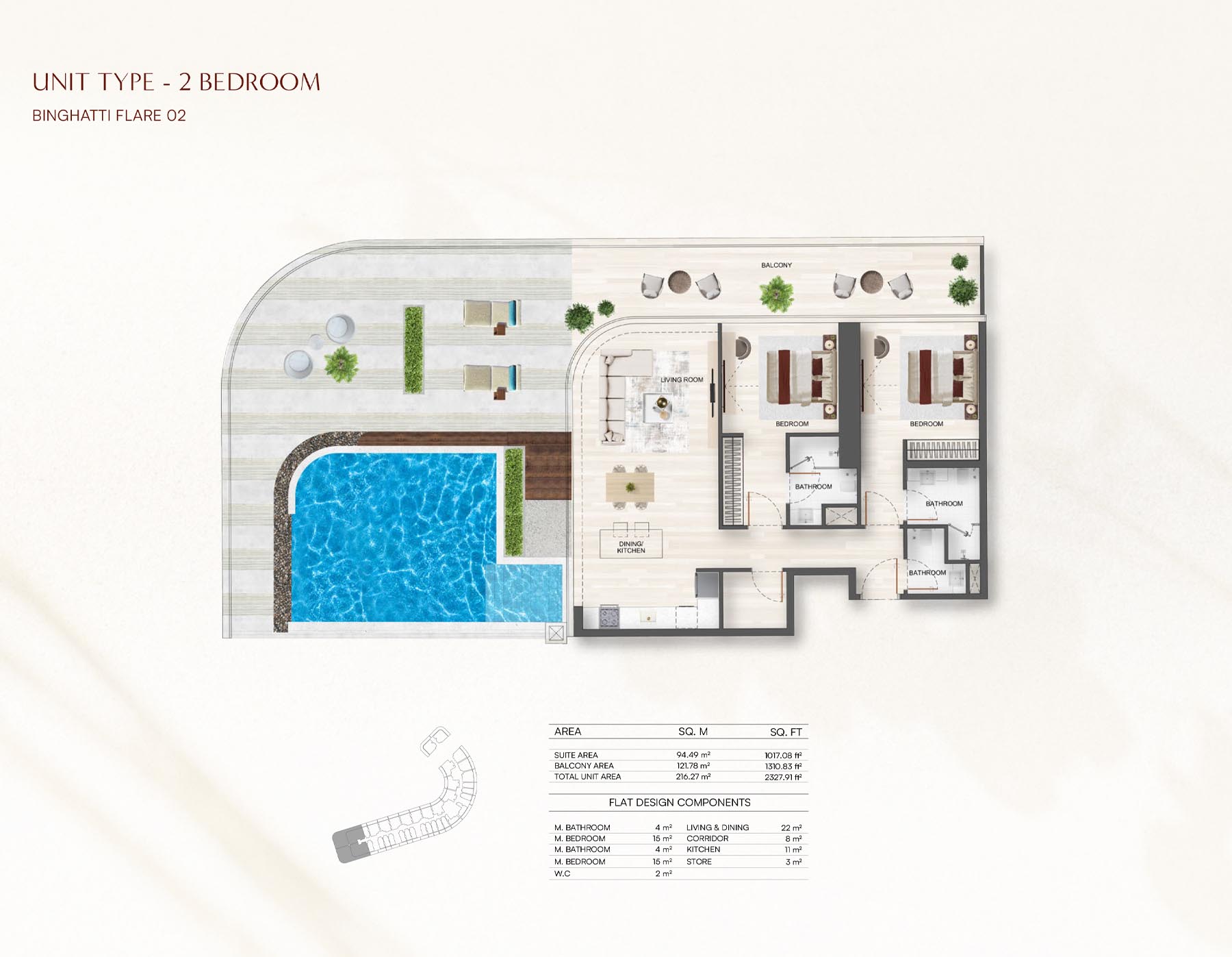 Binghatti Flare 2 floor plan 3