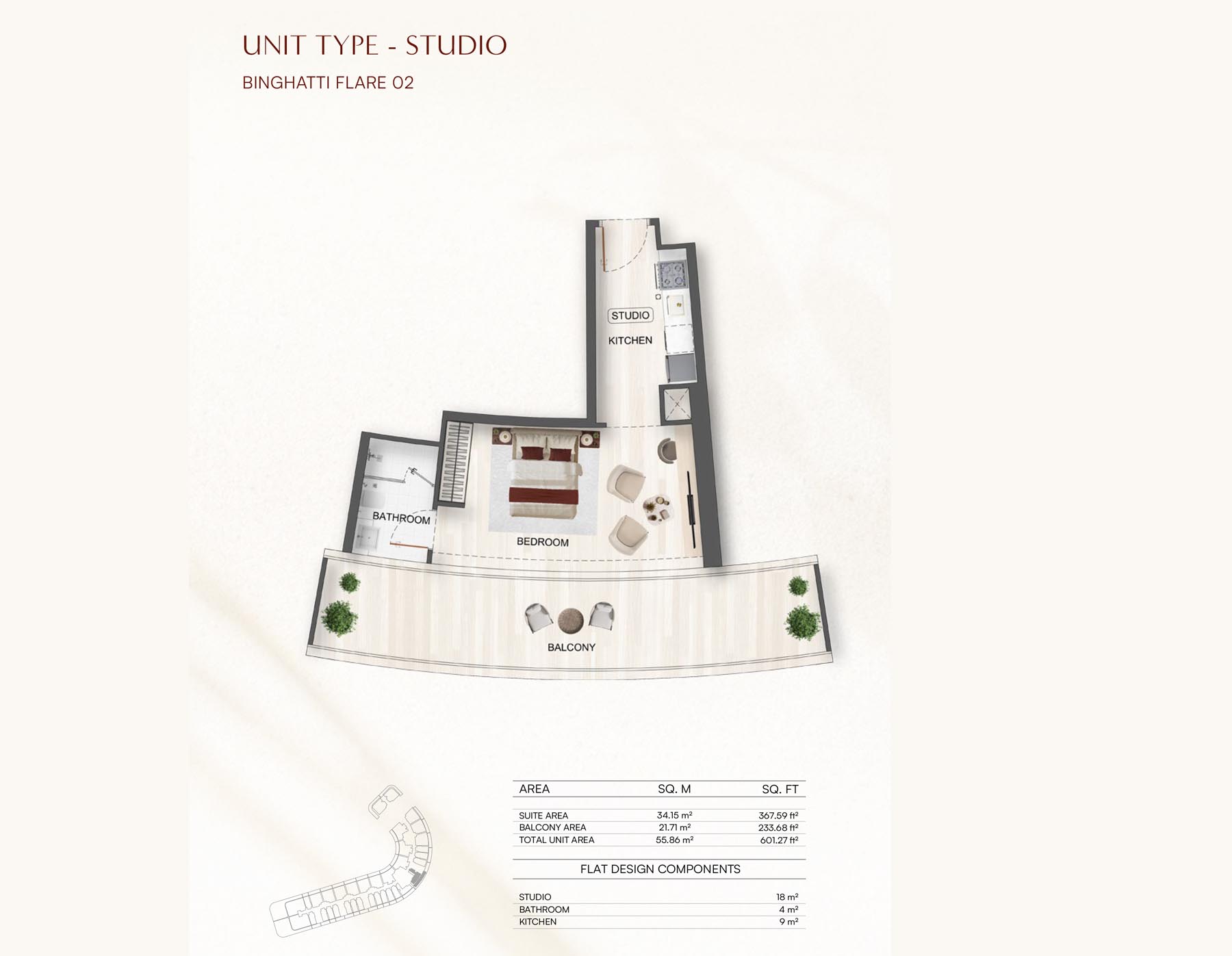Binghatti Flare 2 floor plan 1