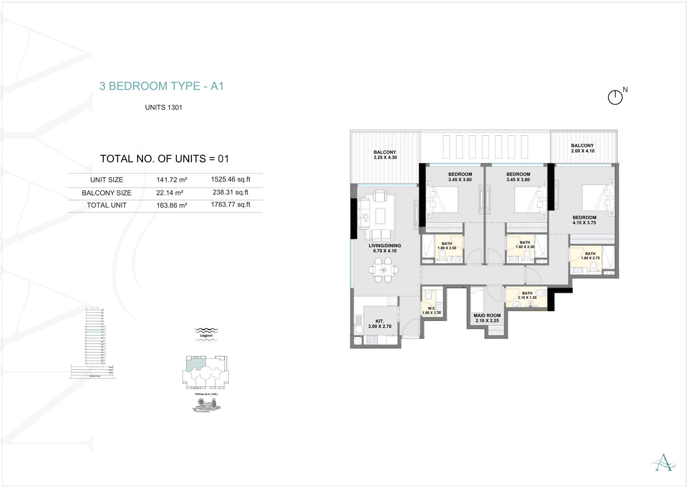 Ayaan Heights 1 at Meydan floor plan 3