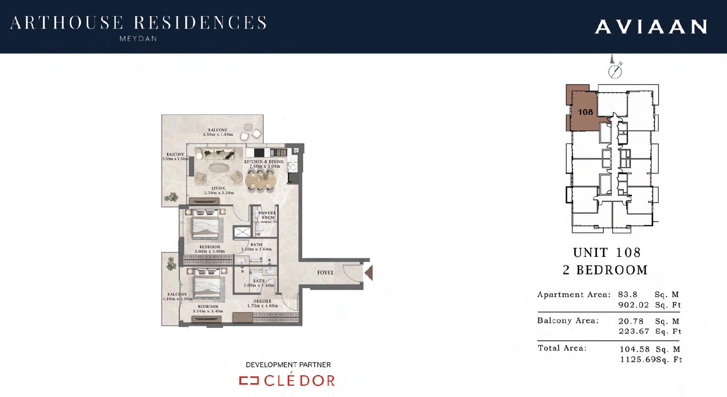 Arthouse Residences Tower A at Meydan floor plan 3