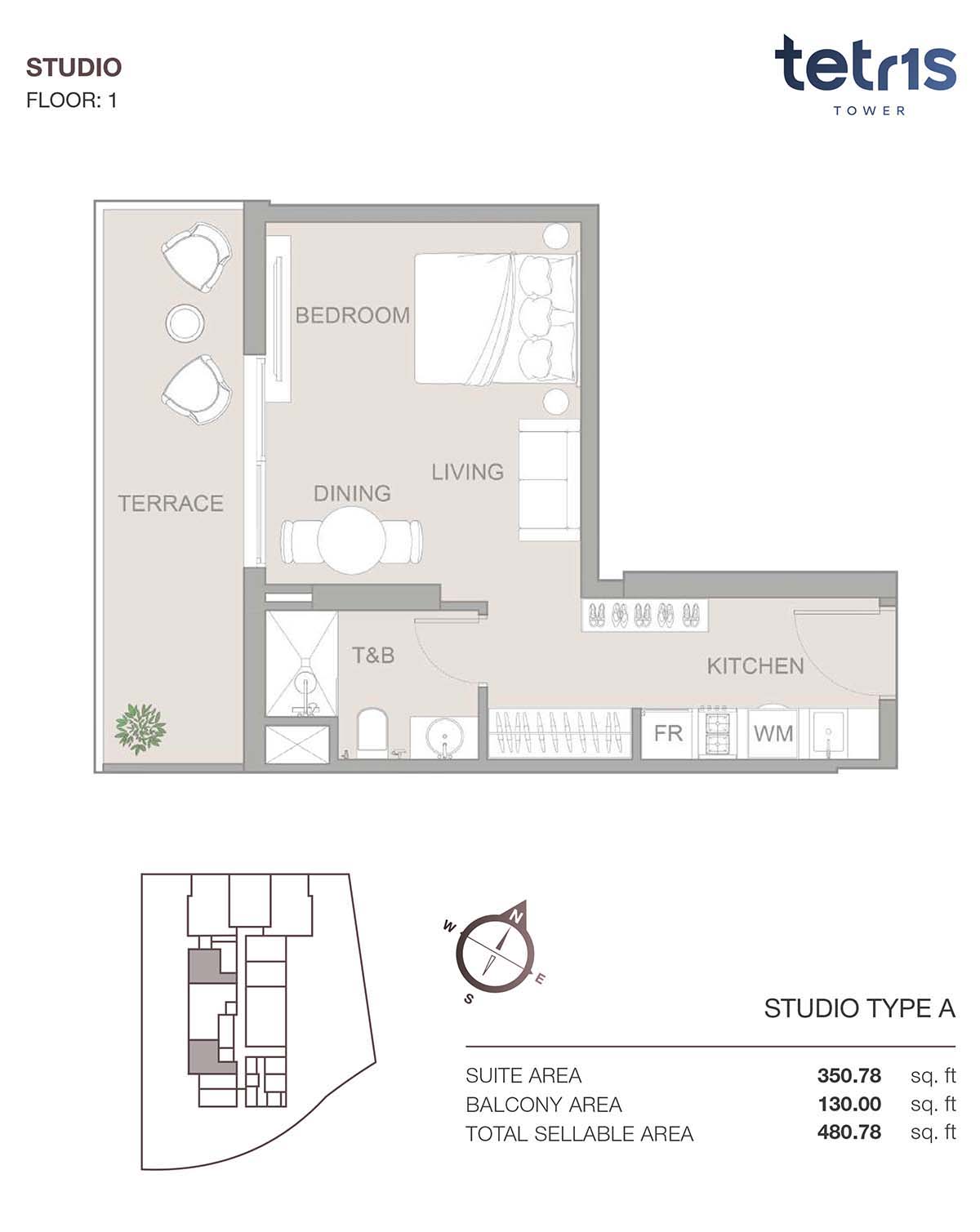 Tetr1s Tower at JVC floor plan 1