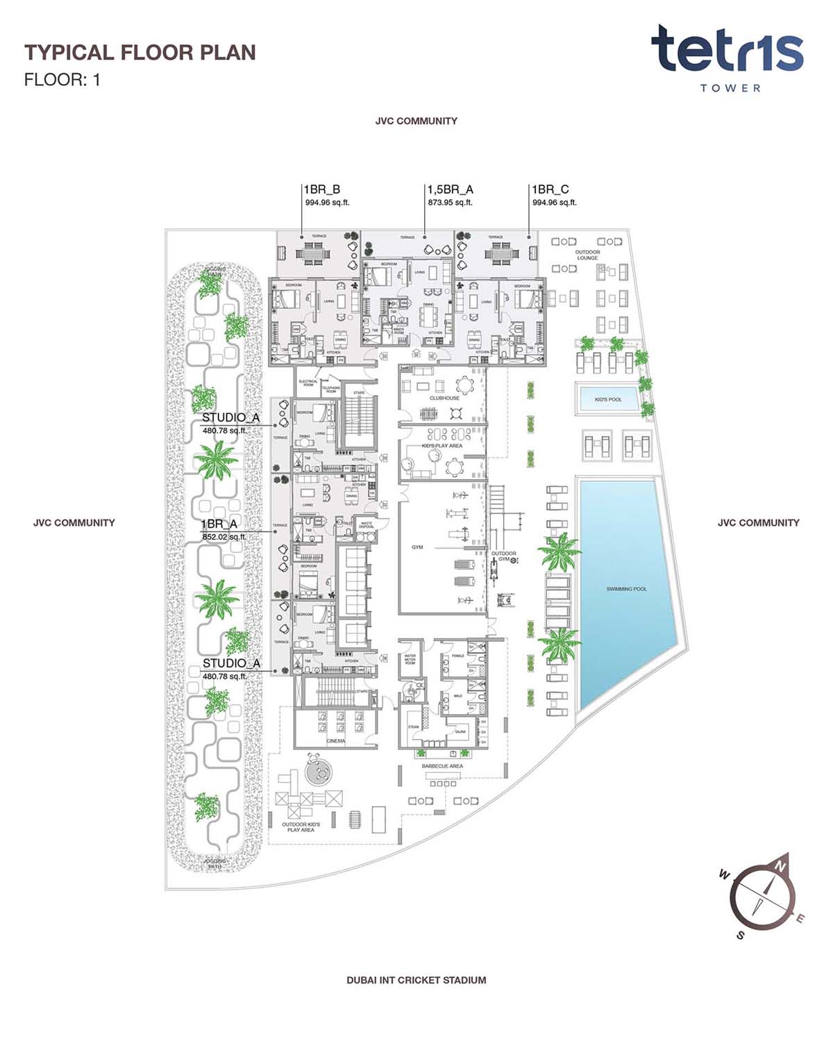 Tetr1s Tower at JVC floor plan 3
