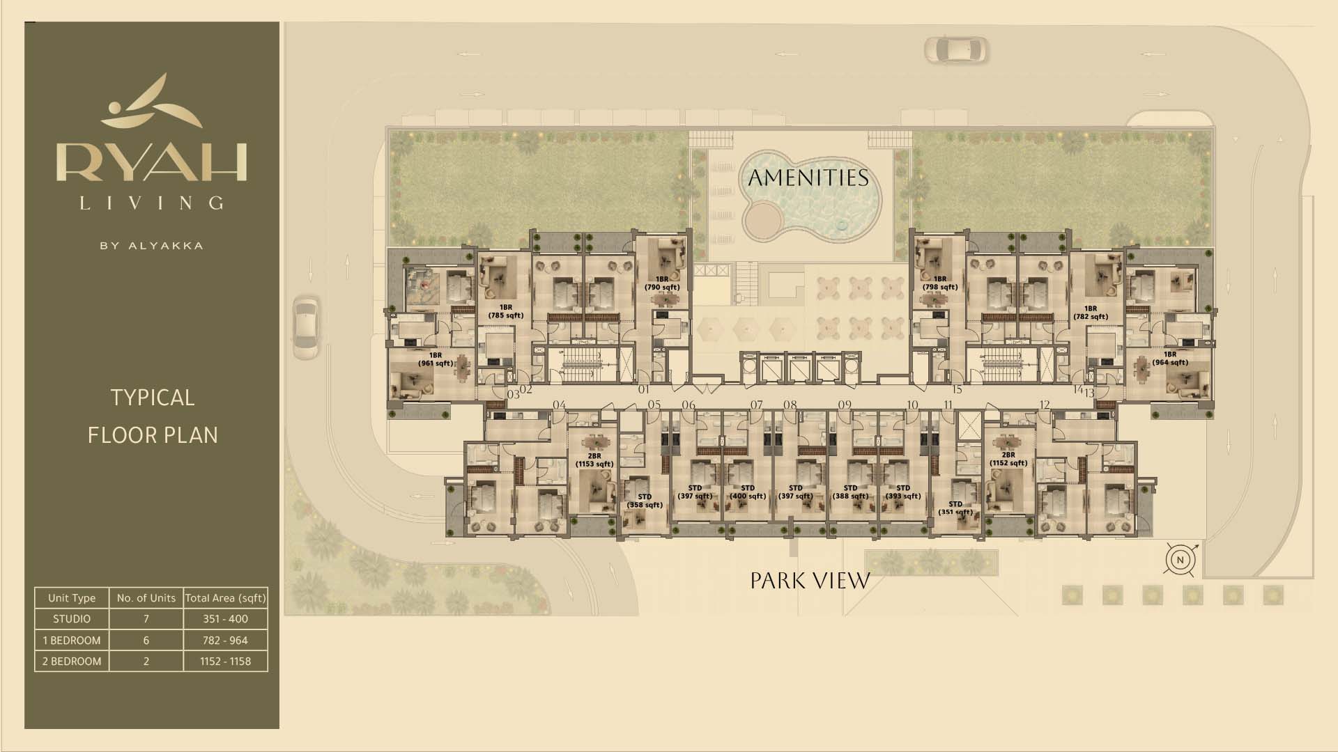 Ryah Living at Dubai Studio City floor plan 1