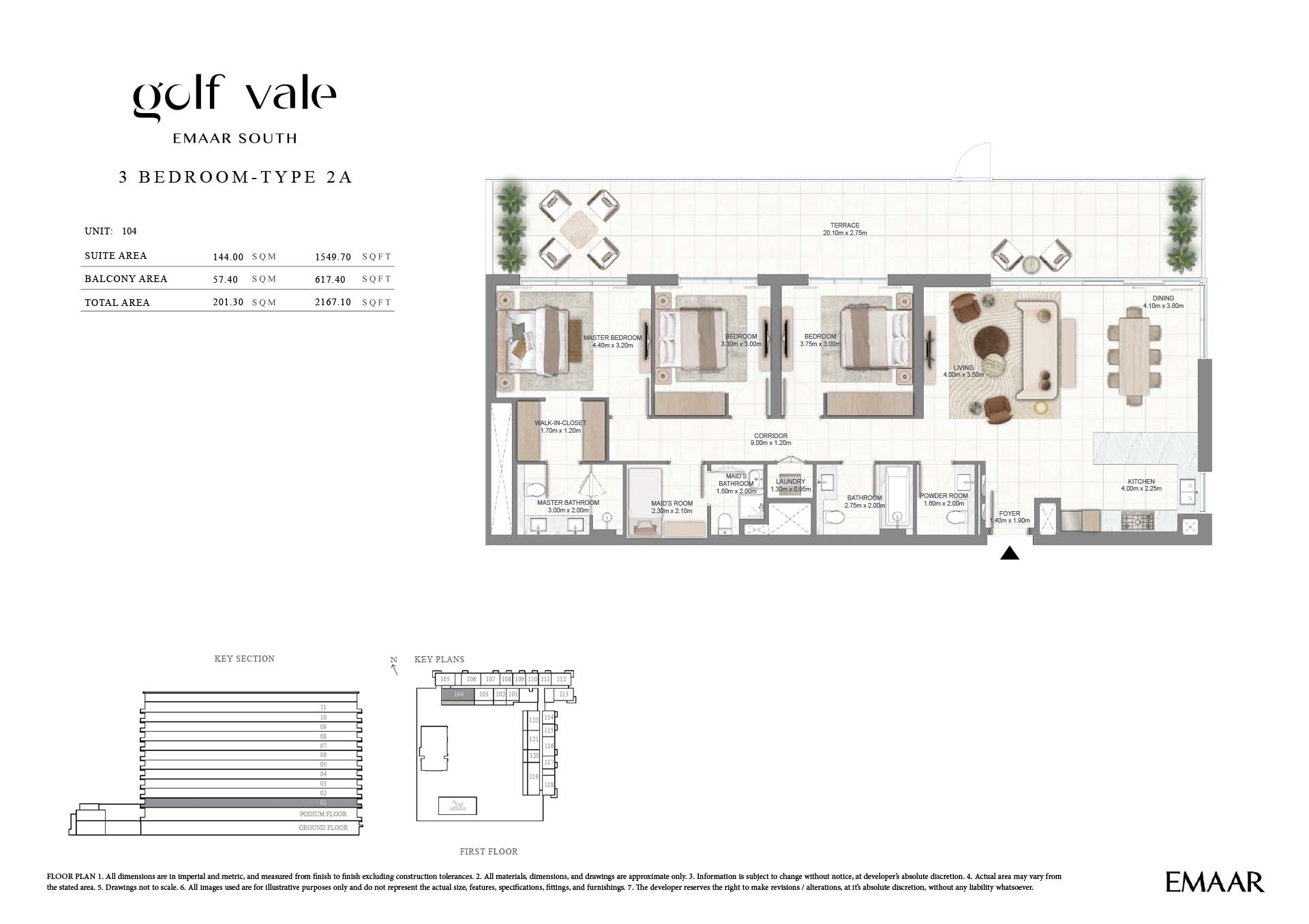 Golf Vale at Emaar South floor plan 3
