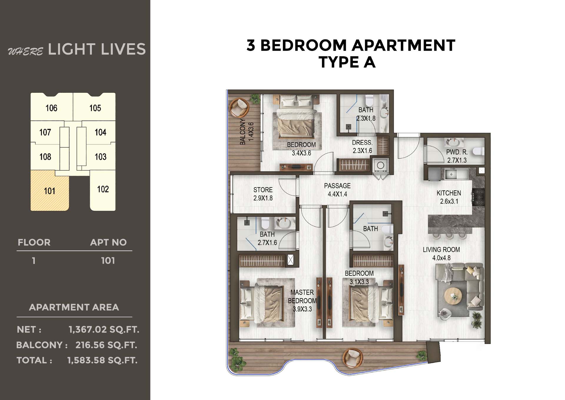 Noore at Meydan floor plan 3