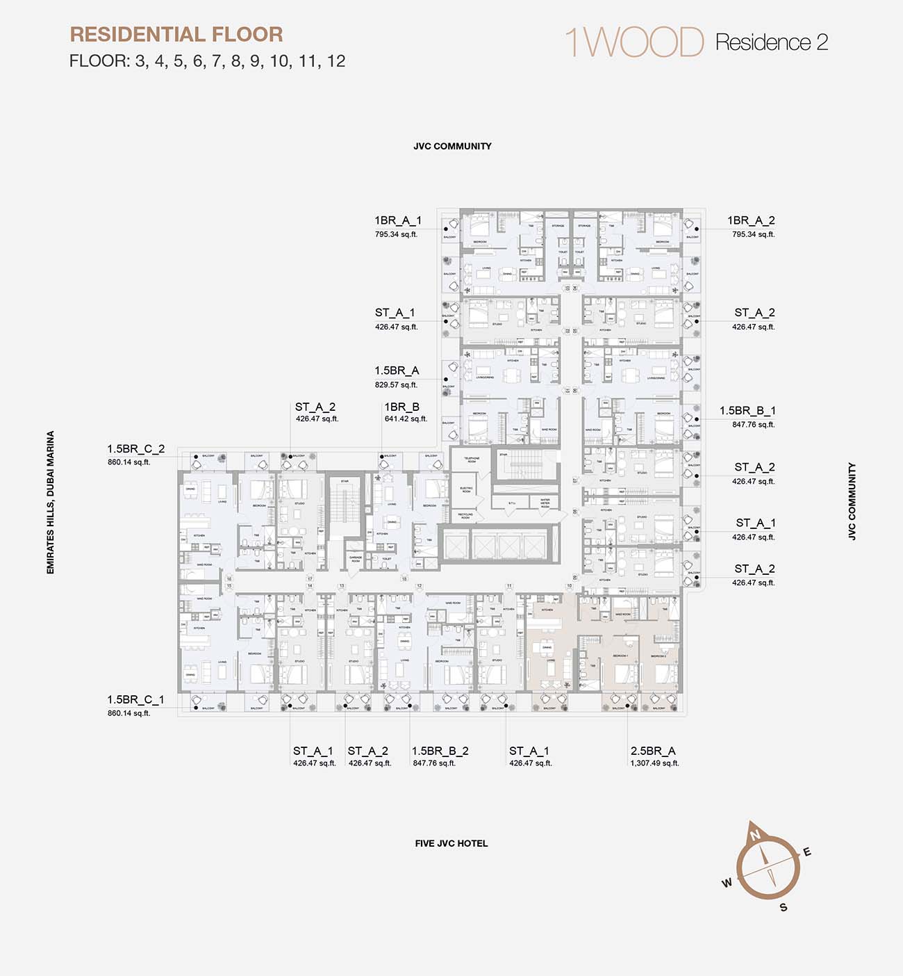 1Wood Residence 2 at JVC floor plan 1