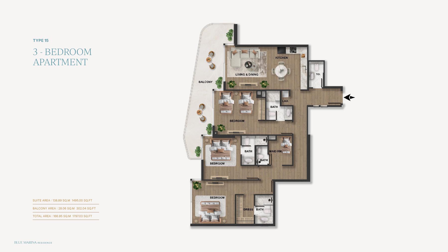 Blue Marina Residence at Dubai Islands floor plan 3