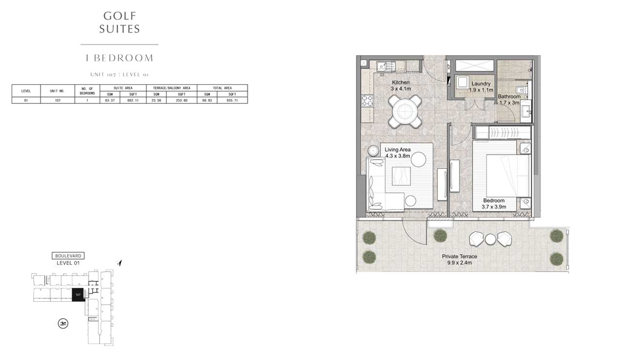Golf Suites Apartments floor plan 1
