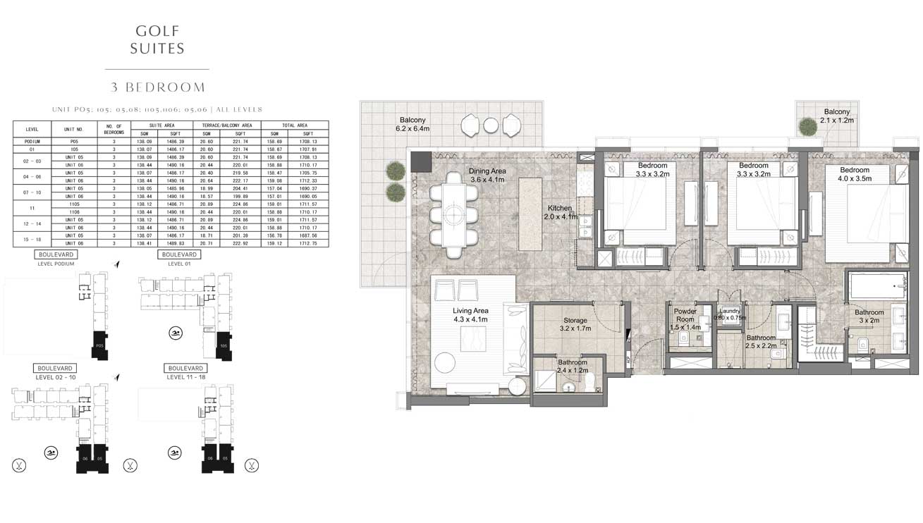 Golf Suites Apartments floor plan 3