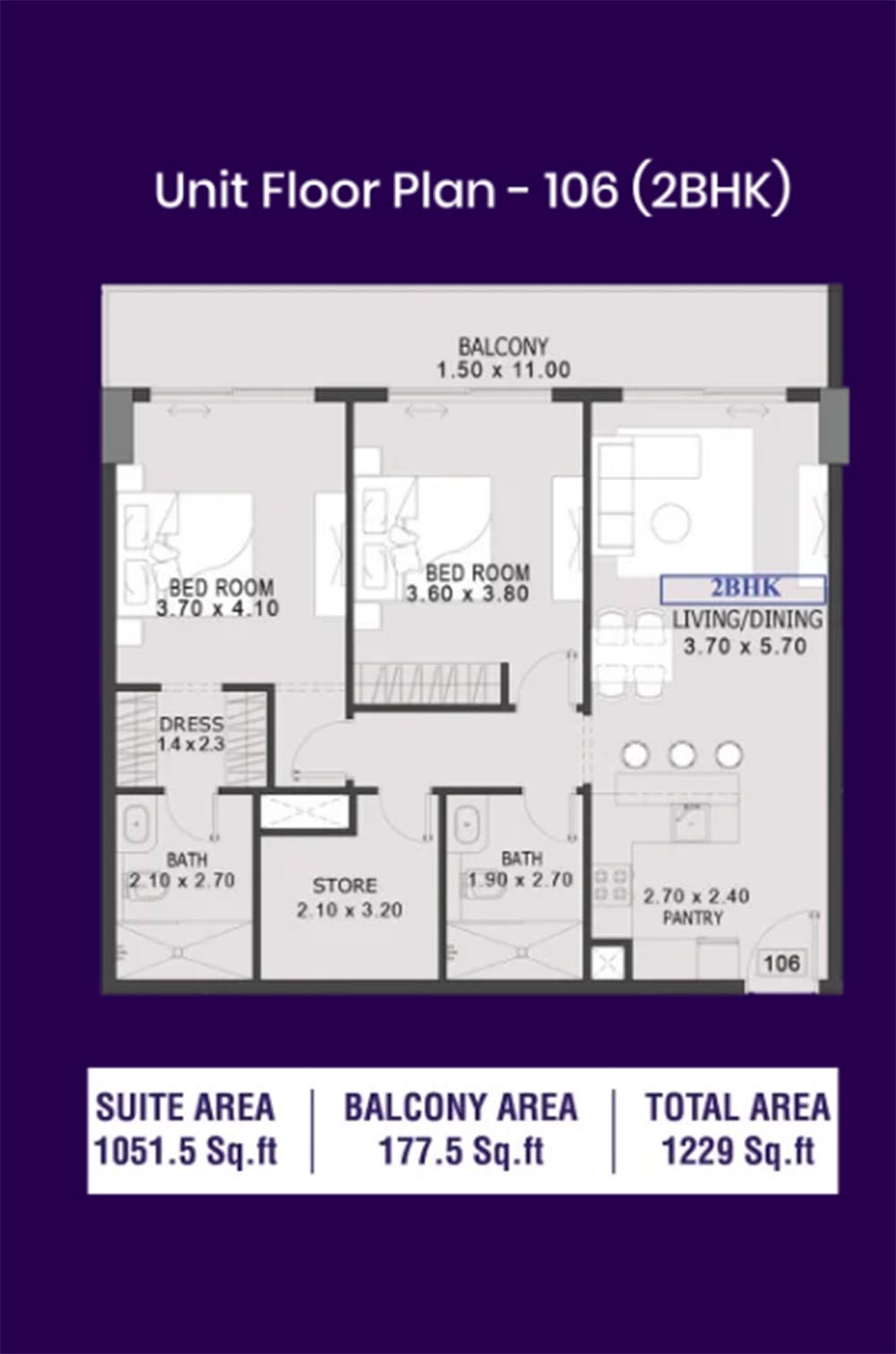 One by Preston at Dubai South floor plan 3