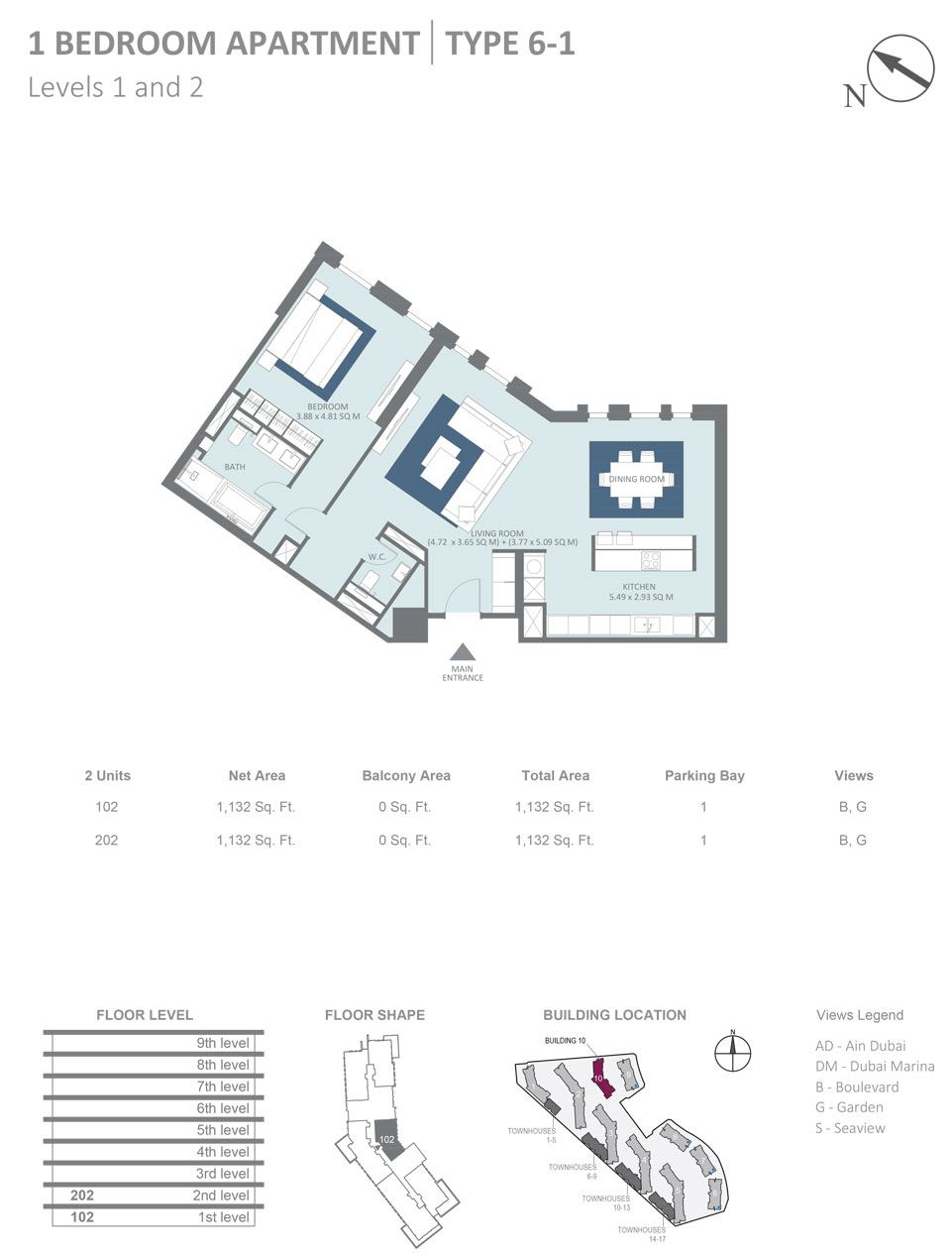 Bluewaters Residences Building 10 floor plan 1
