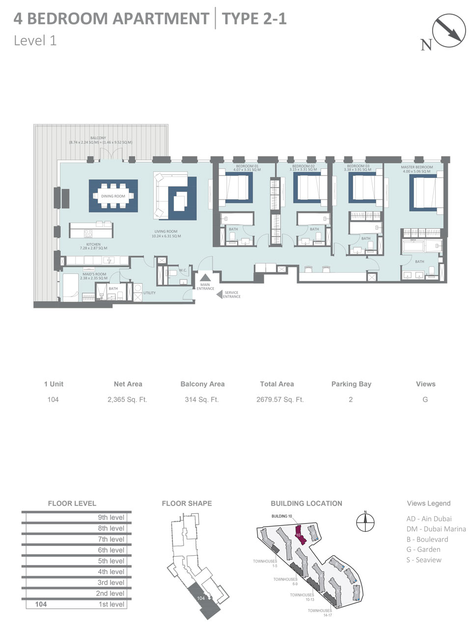 Bluewaters Residences Building 10 floor plan 4
