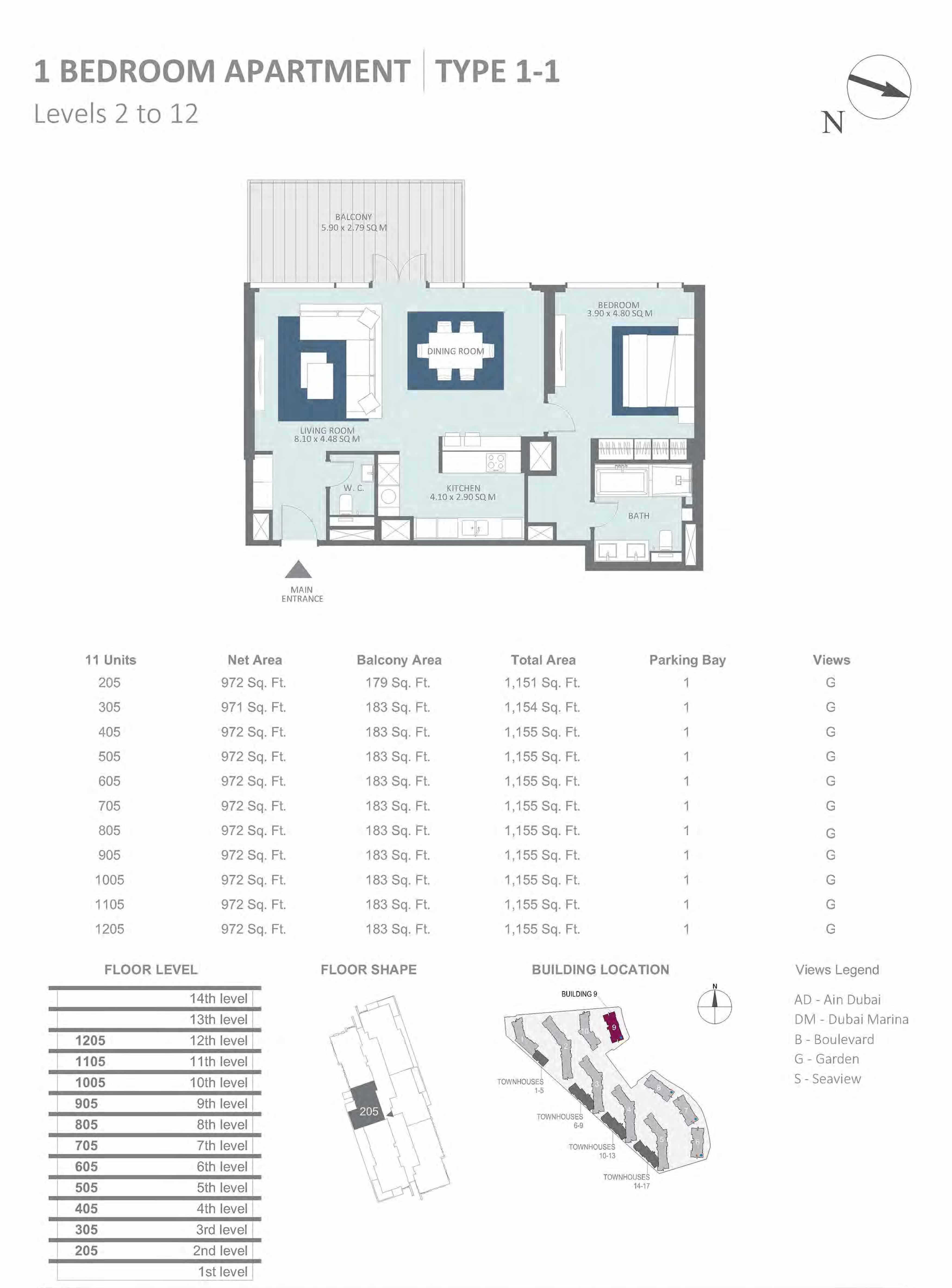 Meraas Bluewaters Building 9 floor plan 1