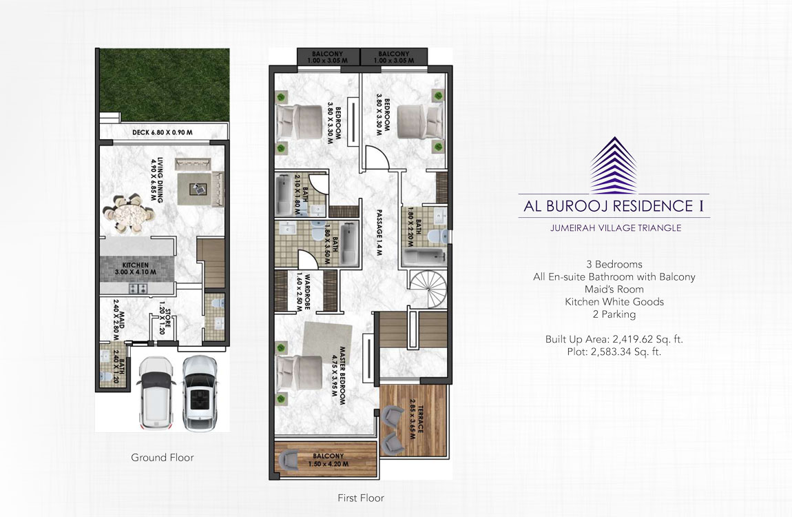 Al Burooj Residence 1 floor plan 1