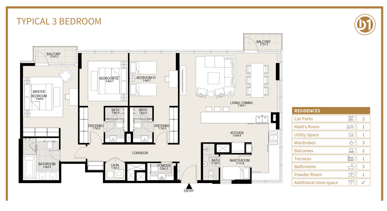 District One floor plan 3