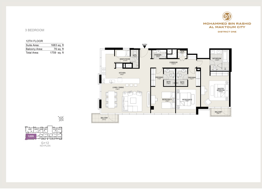 District One Residences 14 floor plan 3