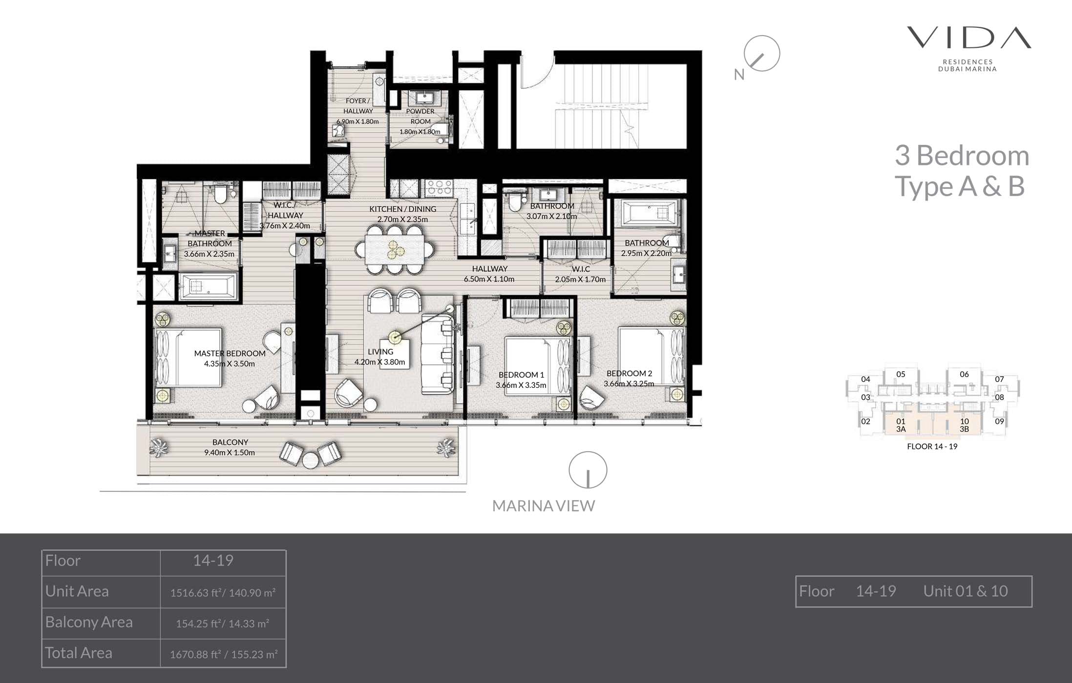 Vida Residences Dubai Marina floor plan 3