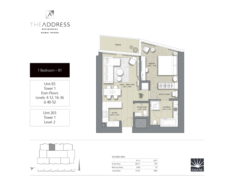 Address Residences Dubai Opera floor plan 2