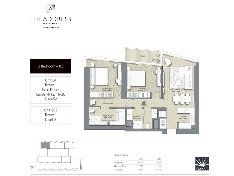Address Residences Dubai Opera floor plan 3