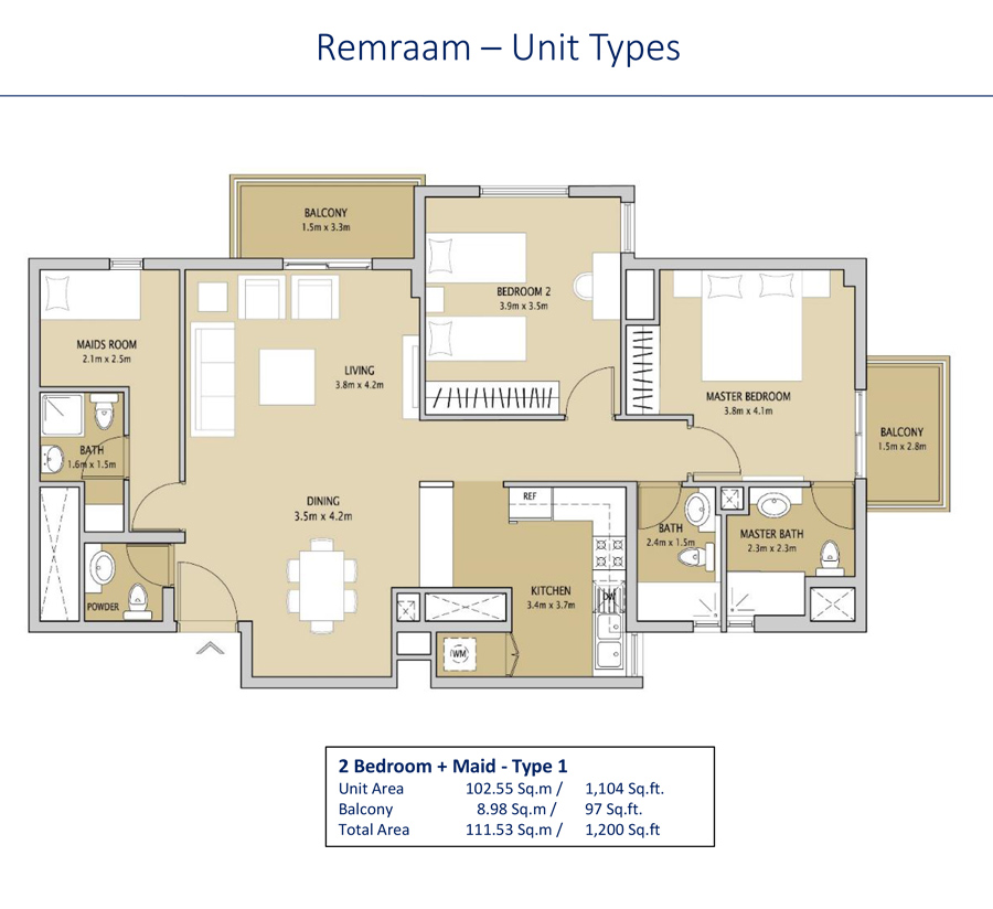 Remraam Apartments floor plan 3