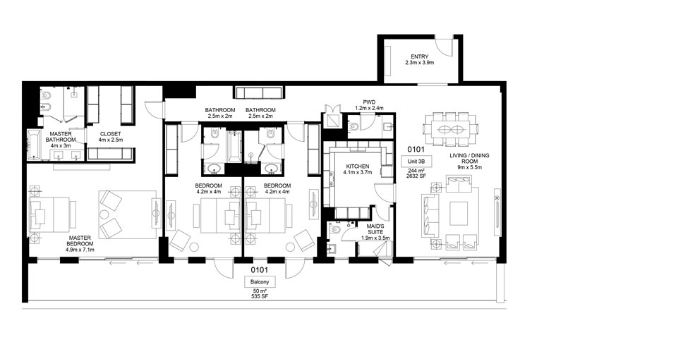 Mamsha Al Saadiyat floor plan 3