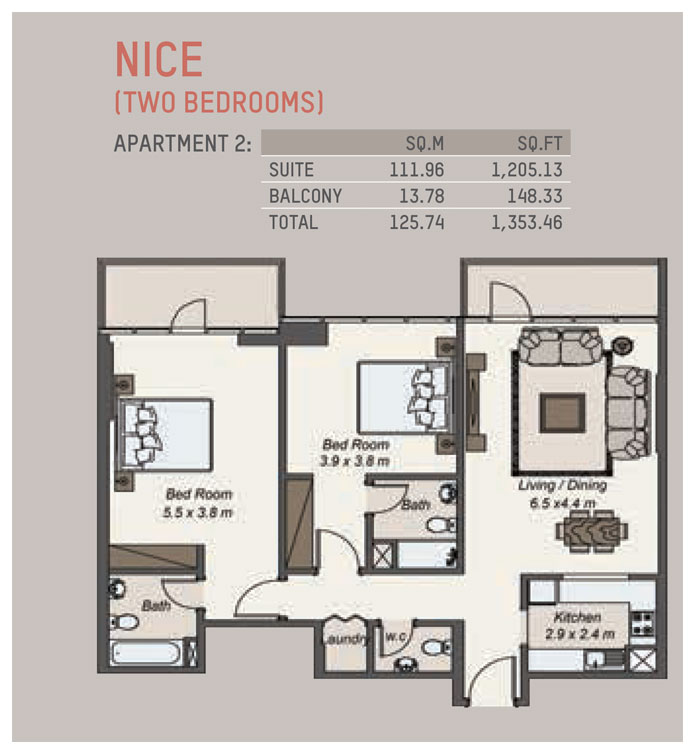 La Riviera Apartments floor plan 3