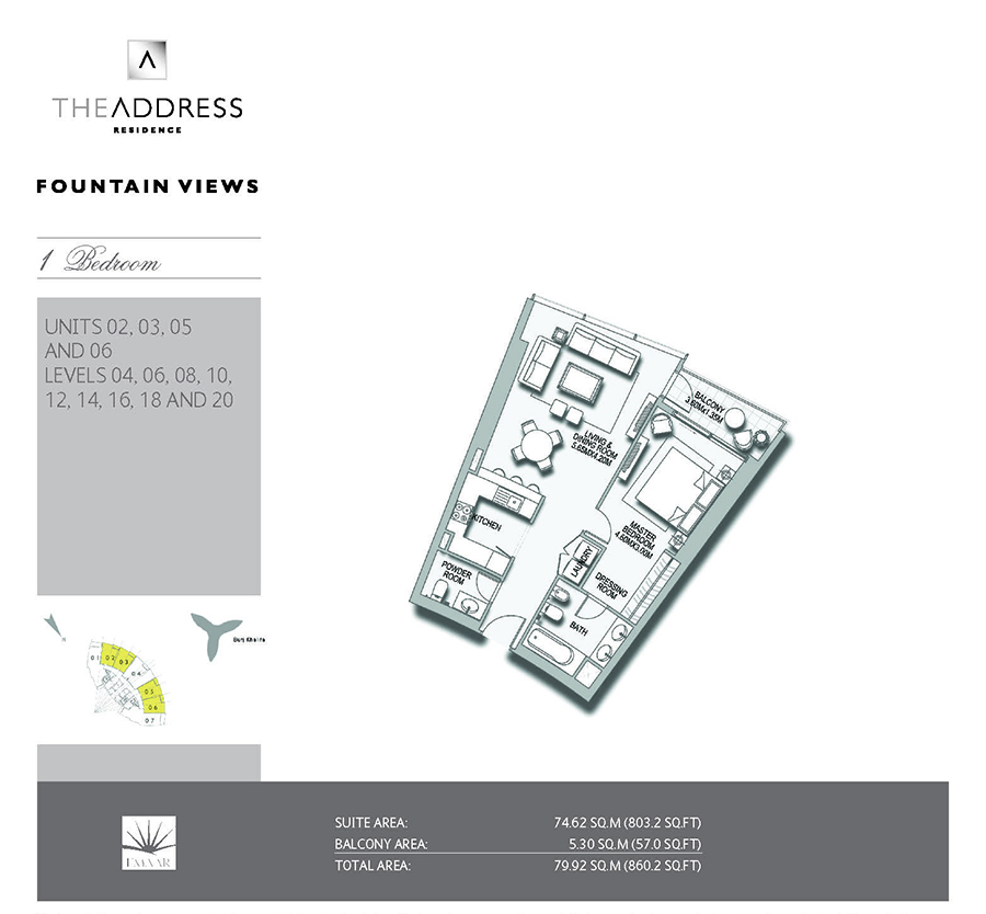 Address Fountain Views floor plan 1
