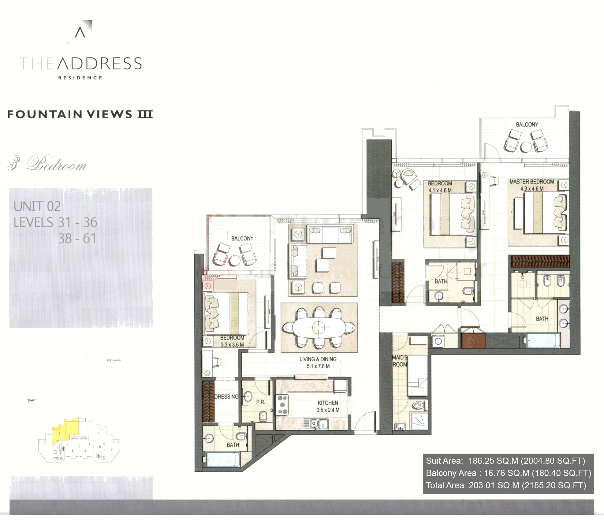 Address Fountain Views floor plan 3