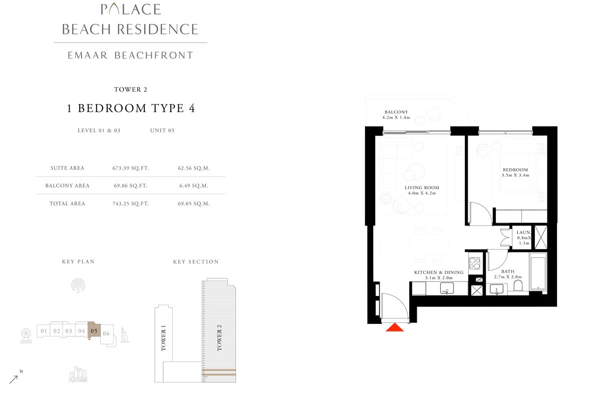 Palace Beach Residence Tower 2 floor plan 1