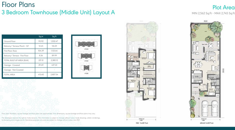 Murooj Al Furjan Townhouses floor plan 1