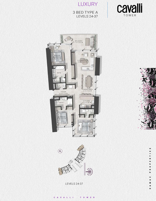 Cavalli Casa Tower floor plan 3