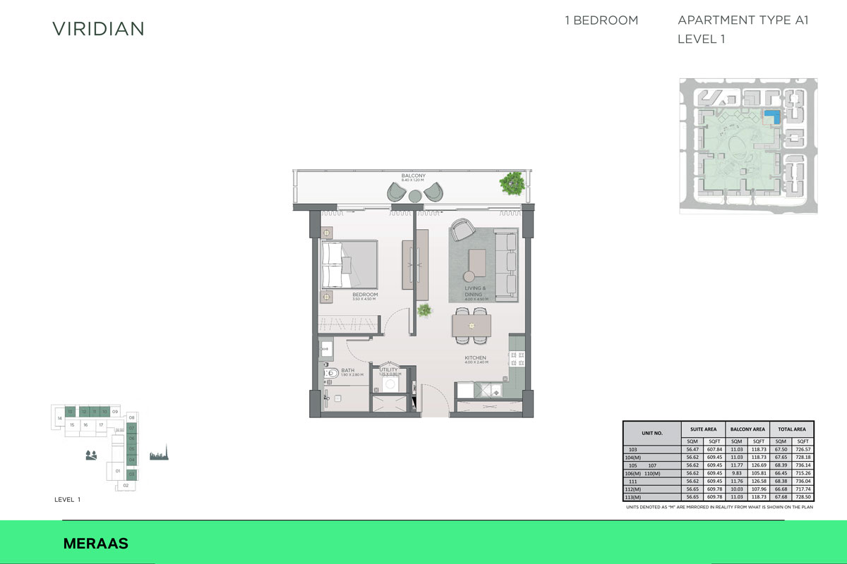 Viridian Central Park floor plan 1