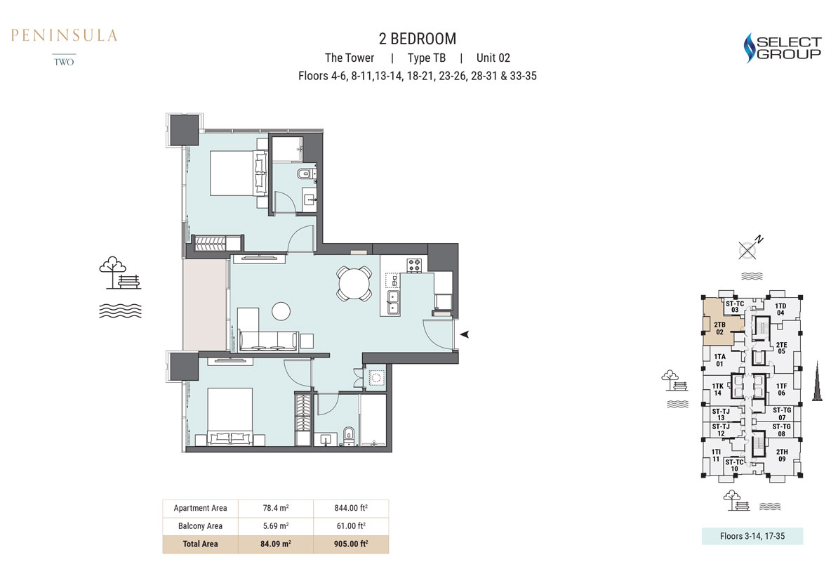 Peninsula Two floor plan 3